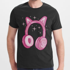 Stylish Cat Ear Headphones Graphic Tee product