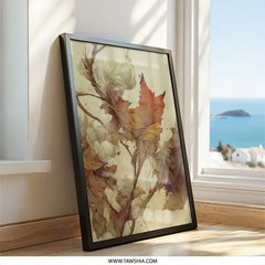 Autumn Leaves Wall Art, Fall Decor, Botanical Print, Neutral Wall Art, Cotton Branch Art Print, Home Decor, Cozy Decor, Nature Art - Tawshia