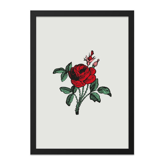 Red Rose Wall Art, Floral Print, Botanical Decor, Vintage Style, Elegant Gift, Home Decoration, Unique Wall Hanging - Tawshia