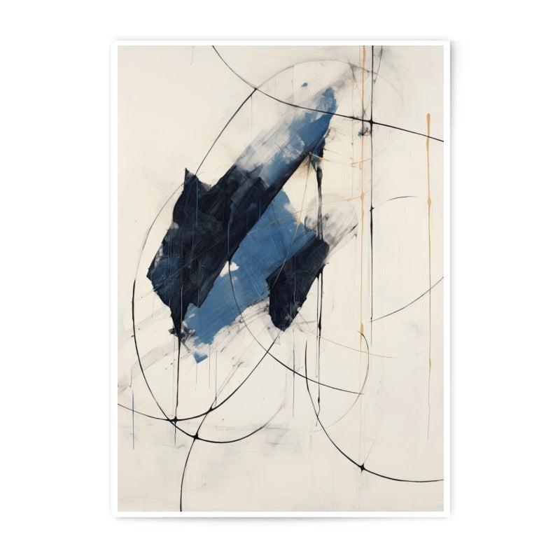 Abstract Art Photographic Print, Modern Wall Decor, Minimalist Artwork, Contemporary Home Design, Blue and Black Strokes Print - Tawshia