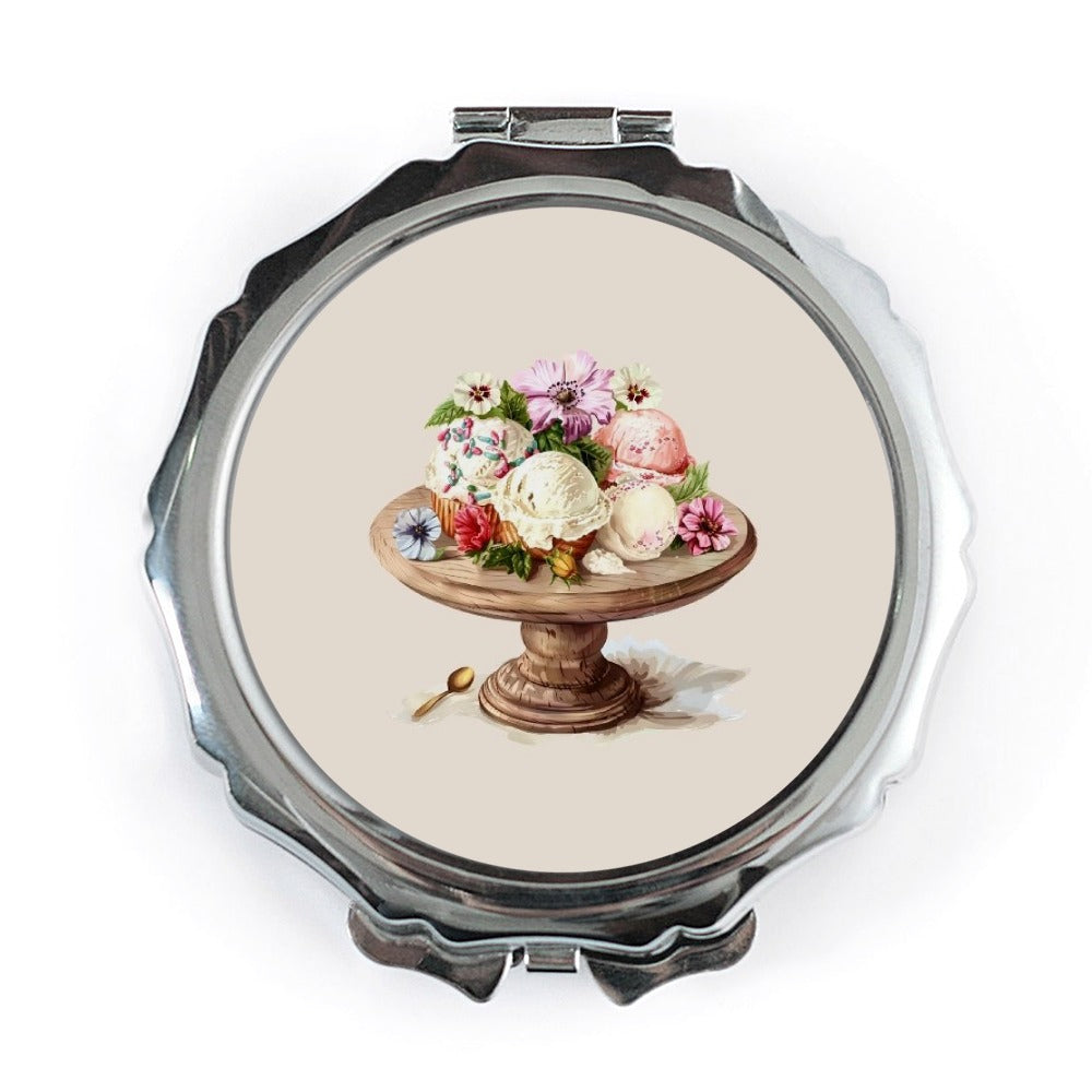 Ice Cream Pocket Mirror, Dessert Art, Foodie Gift, Vanity Mirror, Cute Mirror, Pocket Makeup Mirror, Travel Mirror, Unique Gift - Tawshia