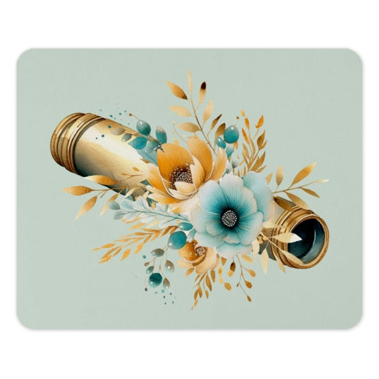 Floral Telescope Mouse Pad, Watercolor Telescope Art, Stylish Desk Accessory, Astronomy Gift, Unique Computer Mat, Office Decor - Tawshia