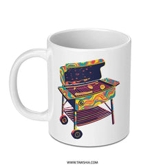 Grill Mug, BBQ Mug, Psychedelic Grill, Summer Gift, Grill Lover, BBQ Party, Cool Mug, Unique Gift Idea, Gift for Dad - Tawshia