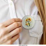 Sunflower Pinback Button, Jar of Sunflowers Button, Floral Pinback Button, Autumn Harvest Pin, Sunflower Lover Gift, Floral Aesthetic - Tawshia