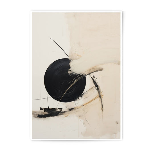 Abstract Circle Art Photographic Print, Minimalist Wall Decor, Modern Home Art, Black and Beige Artwork, Gallery Wall Print, Fine Art Print - Tawshia