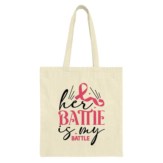 Breast Cancer Awareness Tote Bag, Her Battle, Support Gift, Ribbon Design, Survivor Gift, Hopeful Tote, Fight Cancer, Cancer Gift - Tawshia