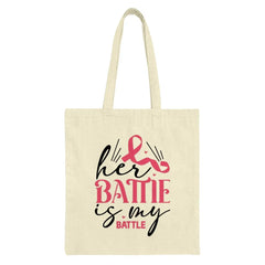 Breast Cancer Awareness Tote Bag, Her Battle, Support Gift, Ribbon Design, Survivor Gift, Hopeful Tote, Fight Cancer, Cancer Gift - Tawshia