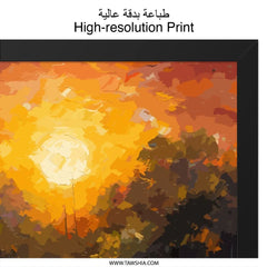 Golden Lake Wall Art, Sunset Landscape Art, Boat Painting Artwork, Serene Water Reflection Art, Nature Lover Gift Wall Decor - Tawshia