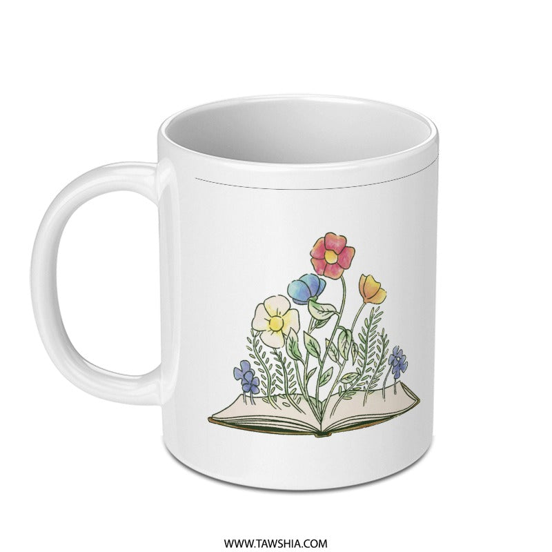 Beautiful Floral Design on Book Art Mug product type