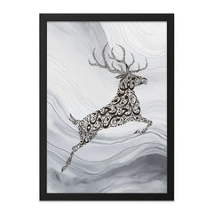 Arabic Calligraphy Reindeer Wall Art, Islamic Art Print, Deer Home Decor, Muslim Gift, Abstract Grey Wall Art, Modern Islamic Wall Art - Tawshia
