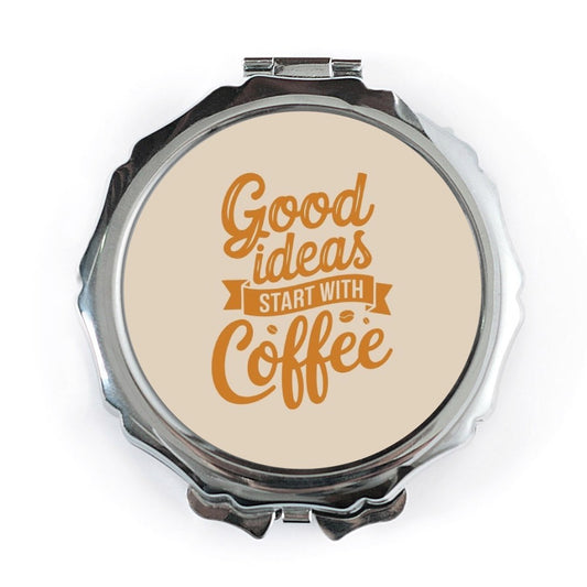 Good Ideas Coffee Pocket Mirror, Cute Mirror, Portable Mirror, Gift For Her, Coffee Lover Gift, Makeup Mirror, Compact Mirror - Tawshia