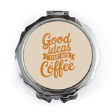 Good Ideas Coffee Pocket Mirror, Cute Mirror, Portable Mirror, Gift For Her, Coffee Lover Gift, Makeup Mirror, Compact Mirror - Tawshia
