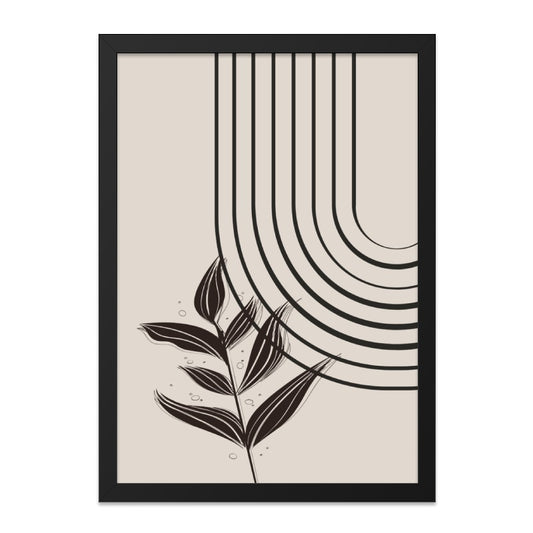 Minimalist Wall Art, Geometric Print, Botanical Decor, Abstract Lines Artwork, Neutral Color Palette, Modern Home Decor, Framed Art Print - Tawshia