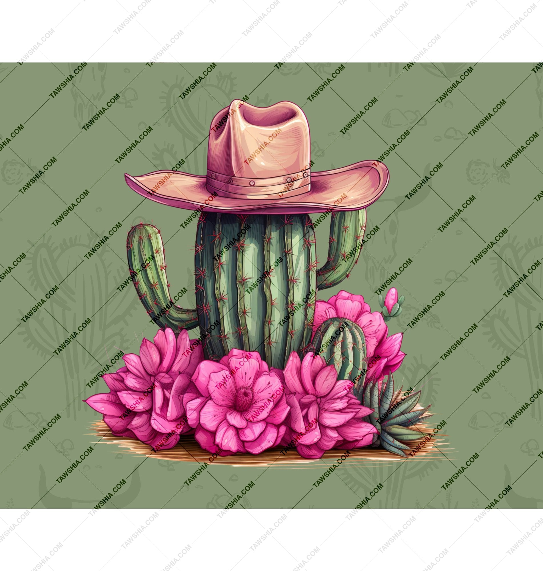 Cowboy Hat Cactus With Pink Flowers Artwork product