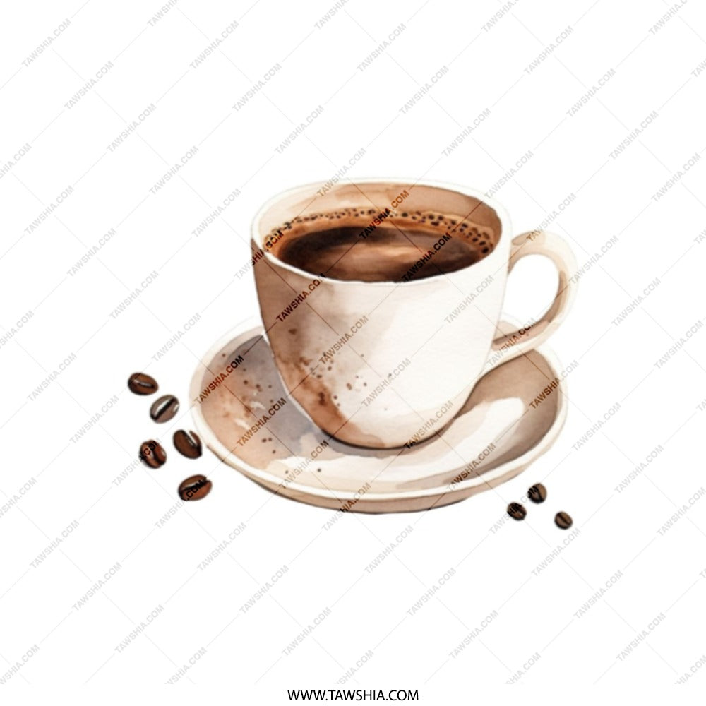 Coffee Cup Tote Bag, Coffee Bean Design, Watercolor Coffee Art, Gift for Coffee Lover, Everyday Tote, Book Bag, Shopping Bag - Tawshia