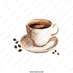 Coffee Cup Tote Bag, Coffee Bean Design, Watercolor Coffee Art, Gift for Coffee Lover, Everyday Tote, Book Bag, Shopping Bag - Tawshia