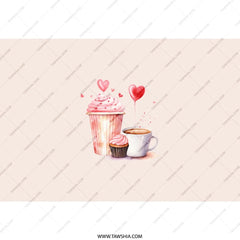 Valentine Tumbler, Cute Cupcake Art, Heart Tumbler, Coffee Lover Gift, Sweet Treat Tumbler, Drinkware, Gift for Her, Gift for Him - Tawshia