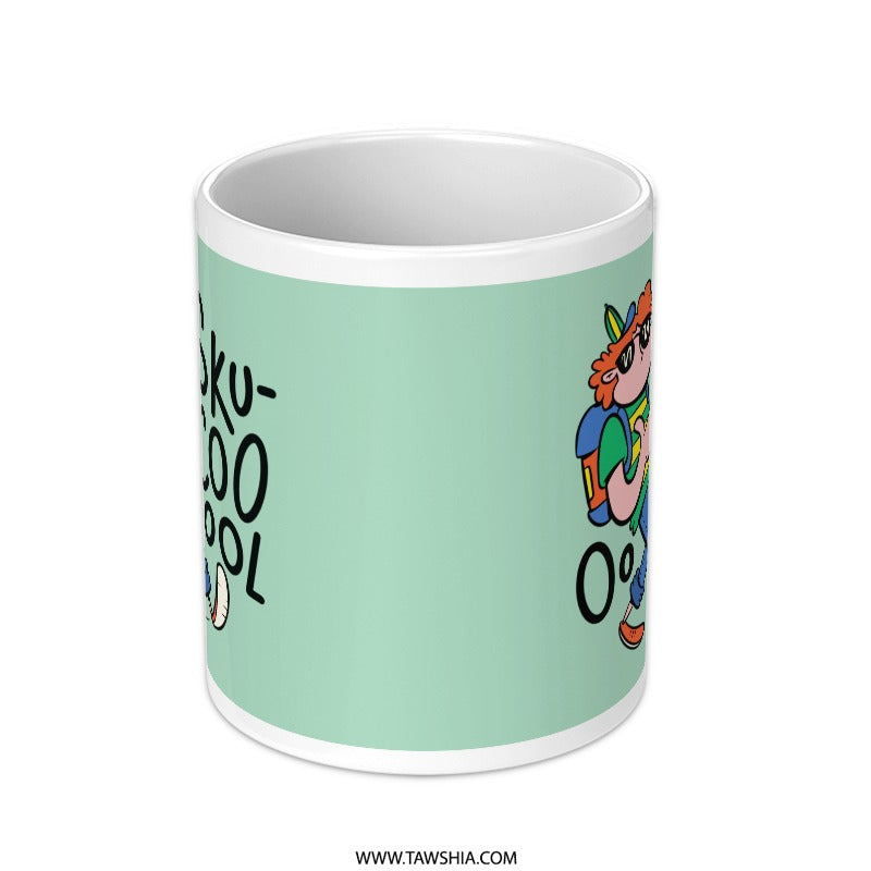 Fun Cartoon Character Print on Green Mug product