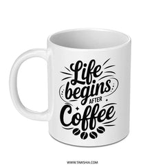 Coffee Mug, Life Begins After Coffee Mug, Coffee Lover Gift, Funny Mug, Coffee Addict Mug, Gift for Coffee Lover, Coffee Bean Mug - Tawshia