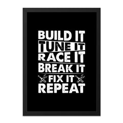 Build It Framed Wall Art, Tune It, Race It, Break It, Fix It, Repeat Car Enthusiast Gift, Garage Decor, Man Cave Art, Auto Mechanic Decor - Tawshia