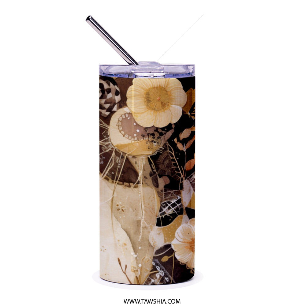 Floral Tumbler, Botanical Art, Flower Tumbler, Watercolor Tumbler, Unique Drinkware, Stylish Tumbler, Gift Idea, Artistic Tumbler - Tawshia