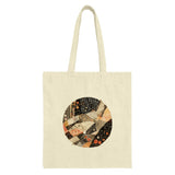 Quilted Circle Tote Bag, Patchwork Design, Unique Handbag, Abstract Art Tote, Stylish Grocery Bag, Reusable Shopping Tote, Everyday Tote Bag - Tawshia