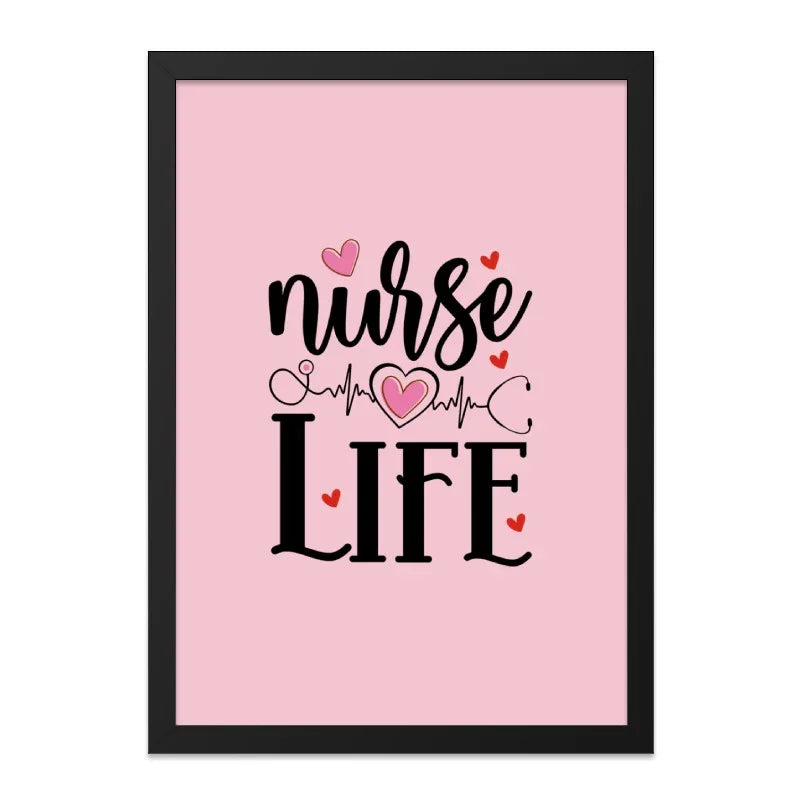 Nurse Life Framed Wall Art, Pink Wall Decor, Gift for Nurse, Heartbeat Art, Medical Decor, Nurse Appreciation Gift, Pink Themed Art - Tawshia
