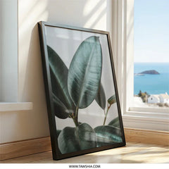 Rubber Plant Wall Art, Ficus Elastica Print, Botanical Home Decor, Modern Nature Wall Decor, Large Leaf Photography, Minimalist Art - Tawshia