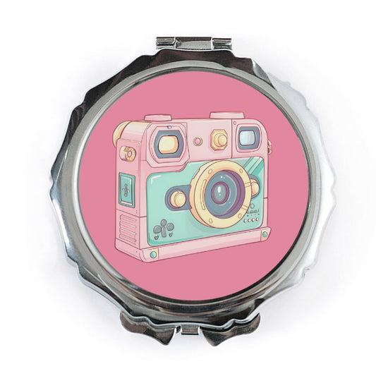 Cute Camera Pocket Mirror, Pink Camera Art, Pastel Aesthetic Mirror, Photography Gift, Makeup Mirror, Travel Mirror, Compact Mirror - Tawshia