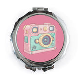 Cute Camera Pocket Mirror, Pink Camera Art, Pastel Aesthetic Mirror, Photography Gift, Makeup Mirror, Travel Mirror, Compact Mirror - Tawshia