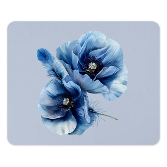 Blue Poppy Mouse Pad, Floral Mousepad, Flower Desk Mat, Computer Accessory, Office Decor, Gift For Her, Aesthetic Mousepad, Cute Mouse Pad - Tawshia