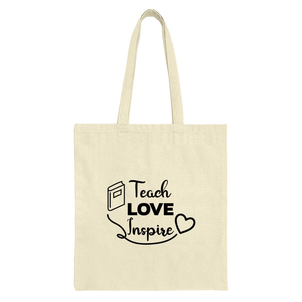 Teach Love Inspire Tote Bag, Teacher Appreciation Gift, Book Lover Bag, Inspirational Quote Bag, School Staff Gift, Gift For Teacher - Tawshia