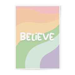 Believe Photographic Print, Pastel Rainbow Wall Art, Inspirational Decor, Positive Affirmation Print, Modern Art Print, Home Decor - Tawshia