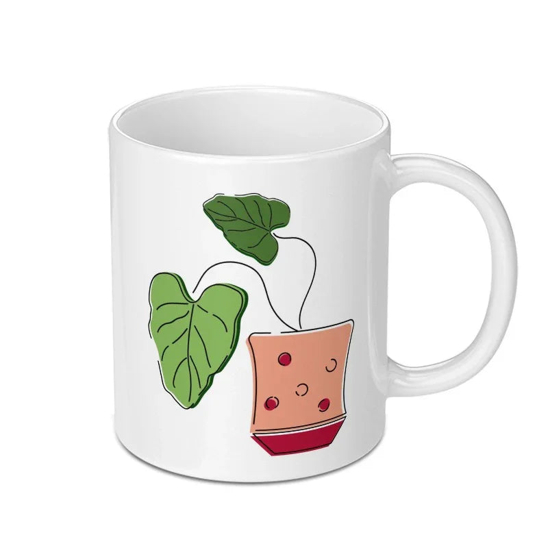 Potted Plant Mug, Trendy Coffee Mug, Cute Plant Lover Gift, Houseplant Mug, Plant Mom Gift, Botanical Mug, Plant Themed Mug, Gift for Her - Tawshia