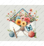 Beautiful Floral Envelope with Yarn and Pencil product