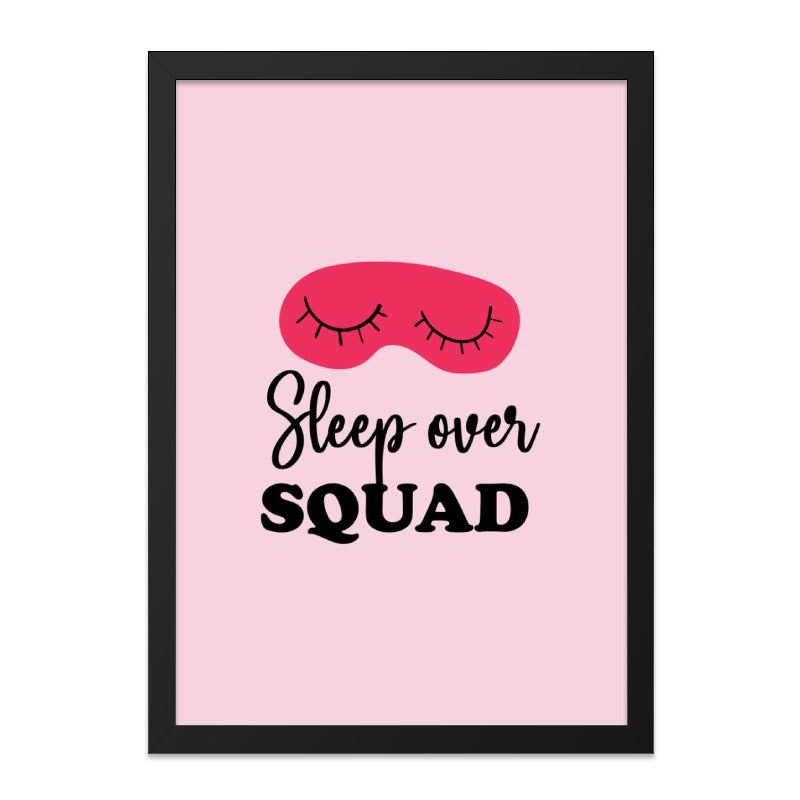 Sleepover Squad Wall Art, Girly Room Decor, Pink Party Decor, Fun Wall Decor, Sleep Mask Art, Best Friends Gift, Gift for Her - Tawshia