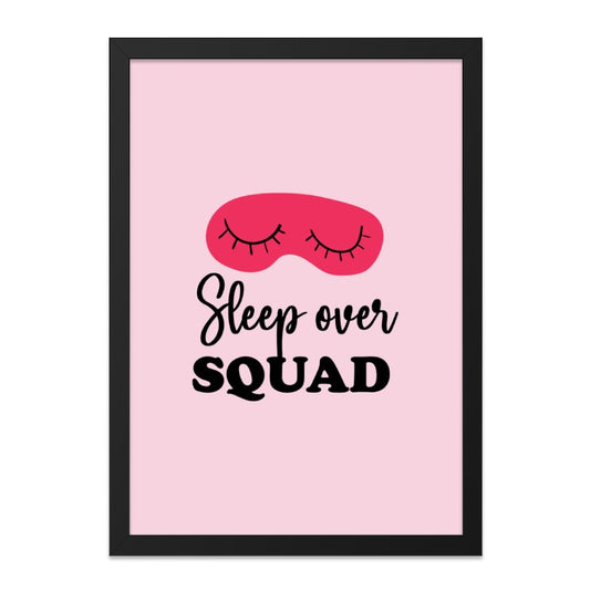 Sleepover Squad Wall Art, Girly Room Decor, Pink Party Decor, Fun Wall Decor, Sleep Mask Art, Best Friends Gift, Gift for Her - Tawshia