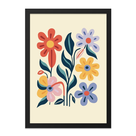 Retro Floral Wall Art, Colorful Flower Print, 70s Inspired Decor, Groovy Wall Decor, Botanical Art Print, Flower Power Art - Tawshia