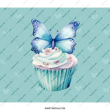 Butterfly Cupcake Backpack, Teal Hearts Rucksack, Sweet Treat Knapsack, Cute Design School Bag, Unique Backpack Gift - Tawshia