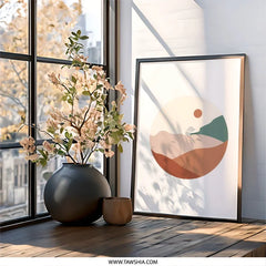 Minimalist Landscape Wall Art, Boho Mountain Print, Neutral Tone Art, Earthy Wall Decor, Abstract Mountain Wall Art - Tawshia