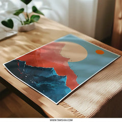 Abstract Mountain Photographic Print, Sunrise Landscape Art, Modern Wall Decor, Celestial Art, Home Decor, Nature Print - Tawshia