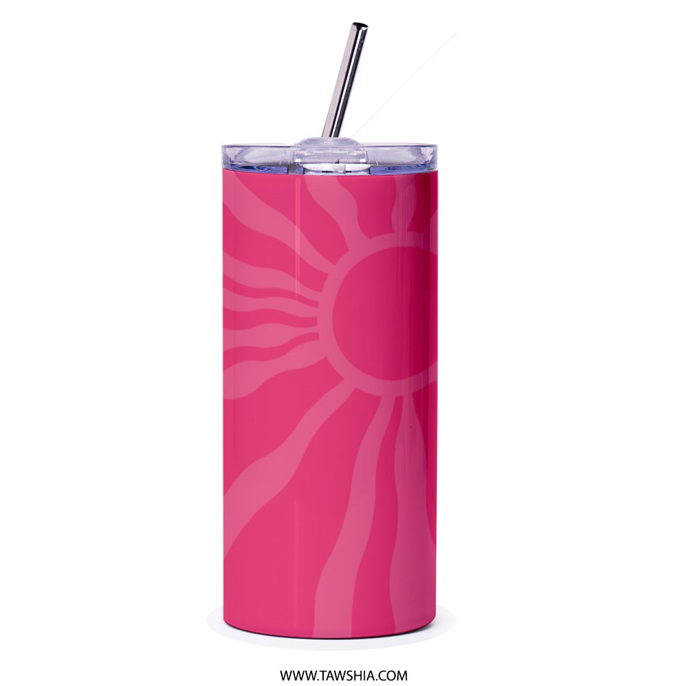 Inspirational Tumbler, Break Your Limits, Outgrow Yourself, Sunflower, Butterfly, Motivation, Pink Zebra, Drinkware, Gifts - Tawshia