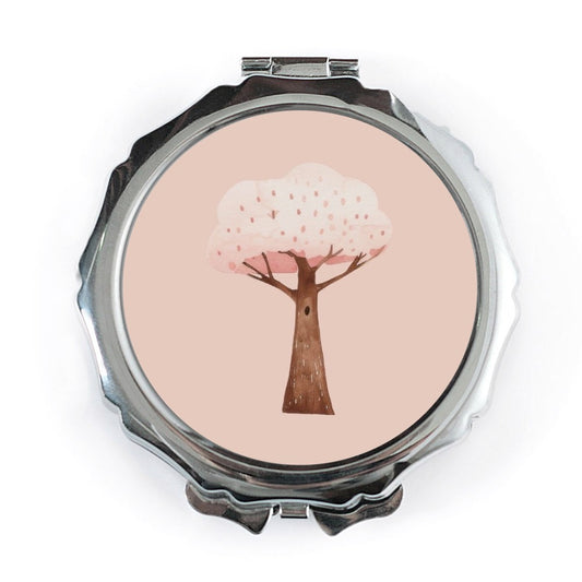 Pink Tree Pocket Mirror, Cute Compact Mirror, Floral Travel Mirror, Aesthetic Makeup Mirror, Gift for Her, Pocket Mirror for Purse - Tawshia