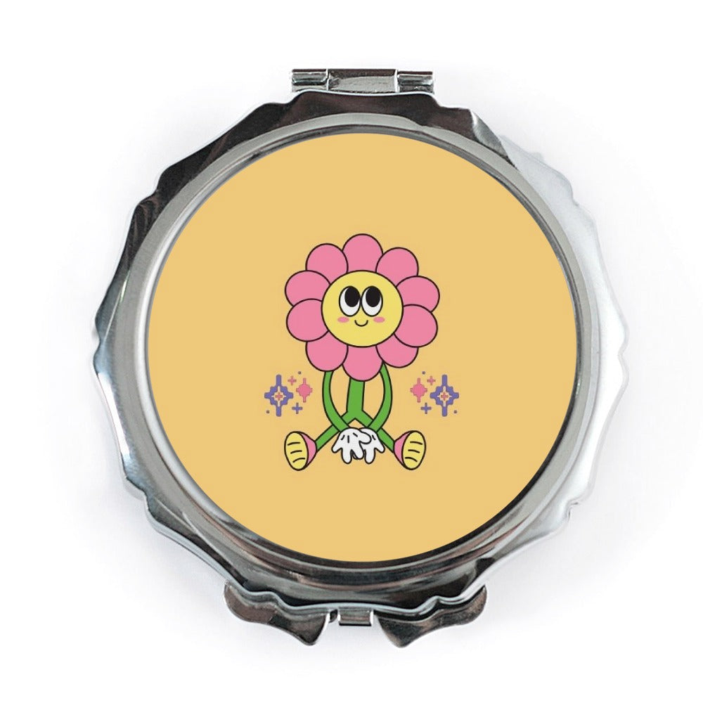 Cute Flower Pocket Mirror, Groovy Design Mirror, Aesthetic Mirror, Trendy Pocket Mirror, Makeup Mirror, Travel Mirror, Gift for Her - Tawshia
