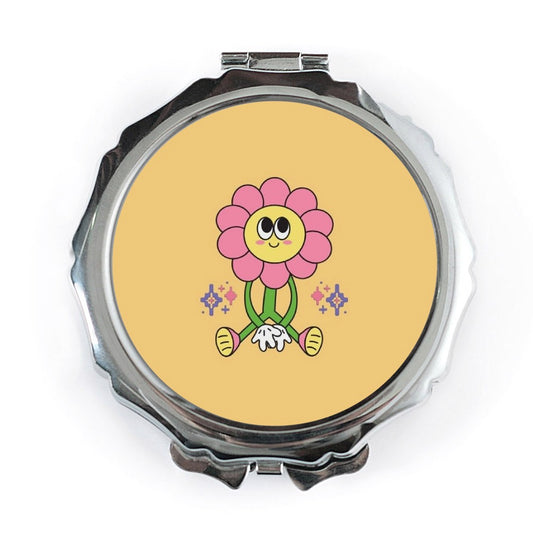 Cute Flower Pocket Mirror, Groovy Design Mirror, Aesthetic Mirror, Trendy Pocket Mirror, Makeup Mirror, Travel Mirror, Gift for Her - Tawshia