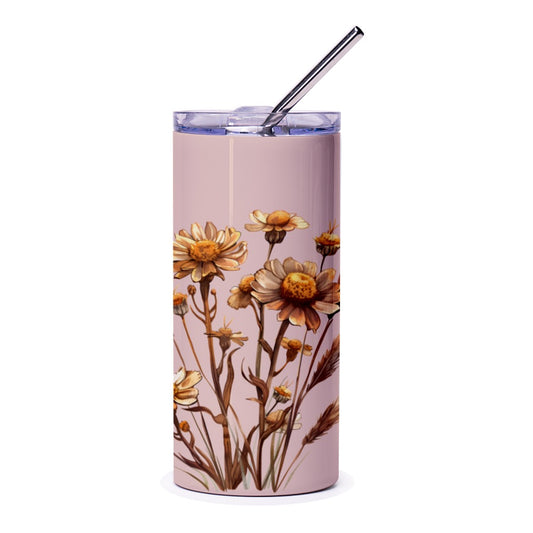 Daisy Flower Tumbler, Floral Tumbler, Watercolor Flower, Flower Girl Gift, Cute Tumbler, Tumblers With Straw, Travel Mug - Tawshia