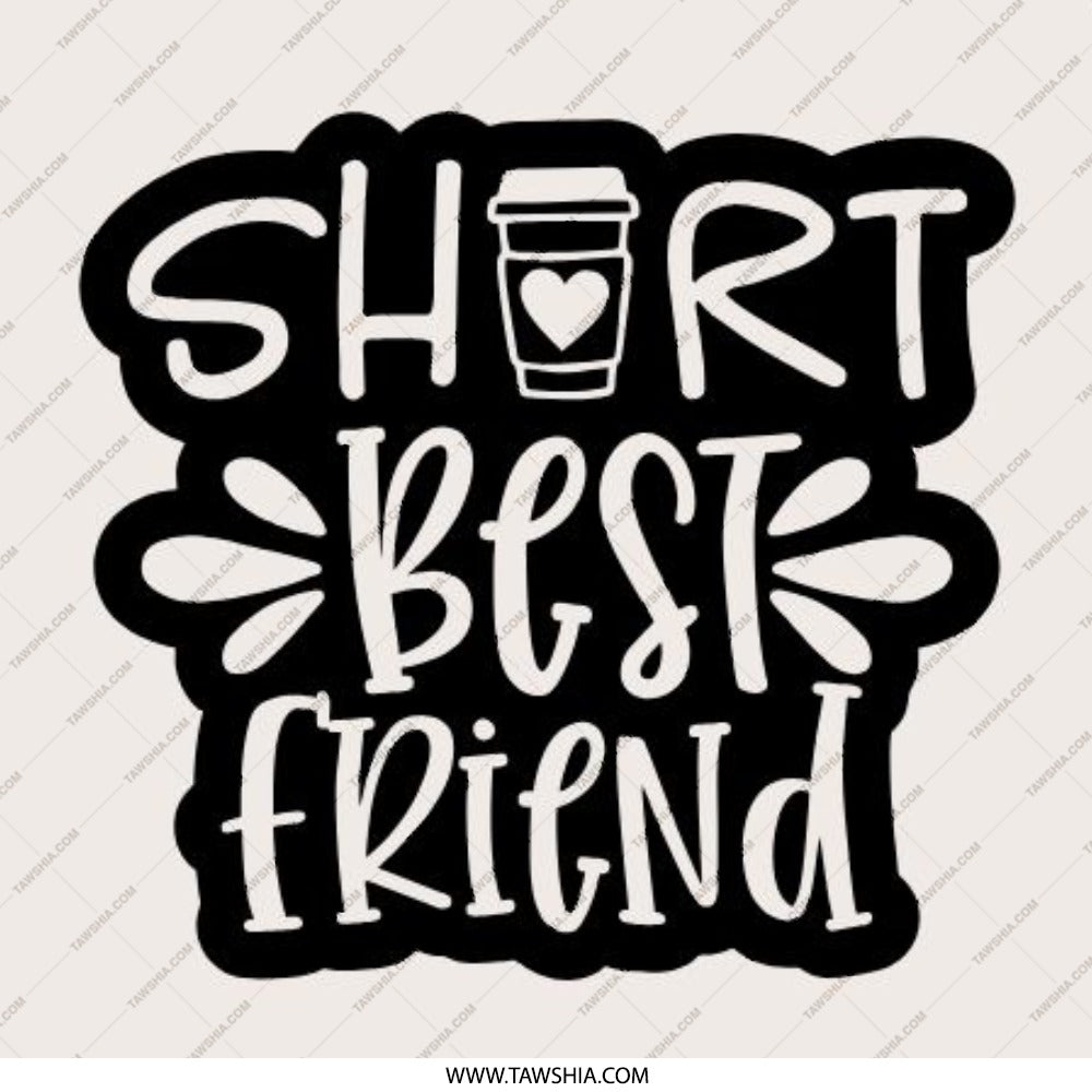 Short Best Friend Pinback Button, Cute Coffee Buddy, Friendship Gift, BFF Accessory, Funny Saying, Bestie Present, Coffee Lover Button - Tawshia