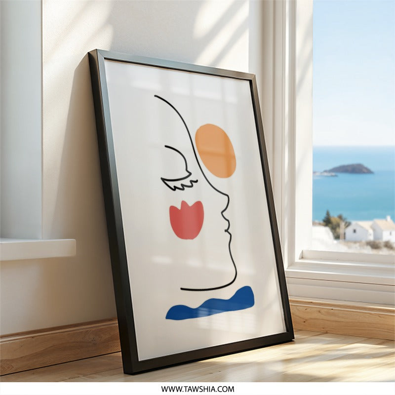 Abstract Face Wall Art, Minimalist Line Art Print, Woman Portrait Poster, Modern Home Decor, Contemporary Artwork, Unique Gift Idea - Tawshia