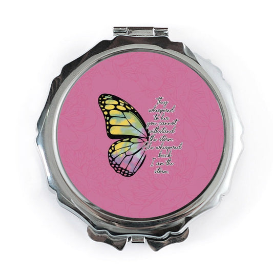 Butterfly Pocket Mirror, Motivational Quote Mirror, Inspirational Gift, I am the Storm, Colorful Butterfly Art, Compact Mirror, Gift for Her - Tawshia