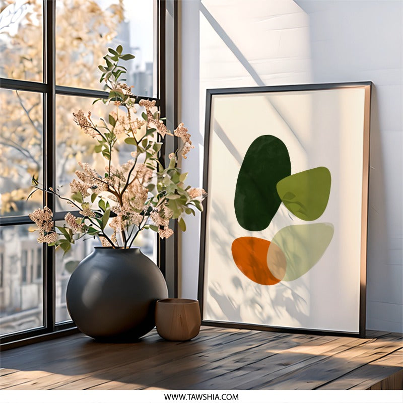 Abstract Shapes Wall Art, Modern Art Print, Contemporary Home Decor, Geometric Art, Living Room Art, Minimalist Wall Art, Trendy Wall Art - Tawshia